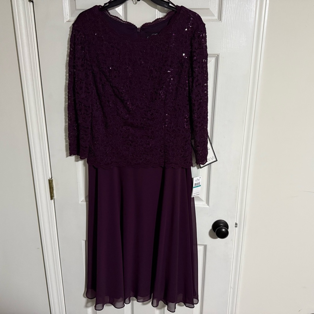Alex Evenings Deep Plum Midi Dress
